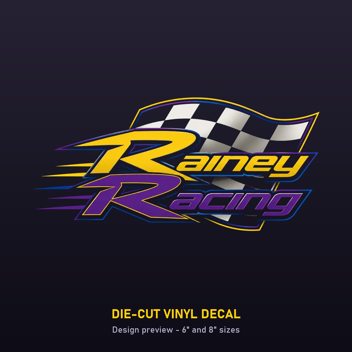 Die-cut vinyl decal of the Rainey Racing logo