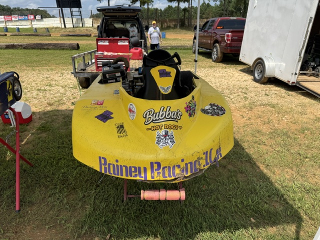 The yellow 10X on its stand with the Bubba's Hot Dogs decal facing out
