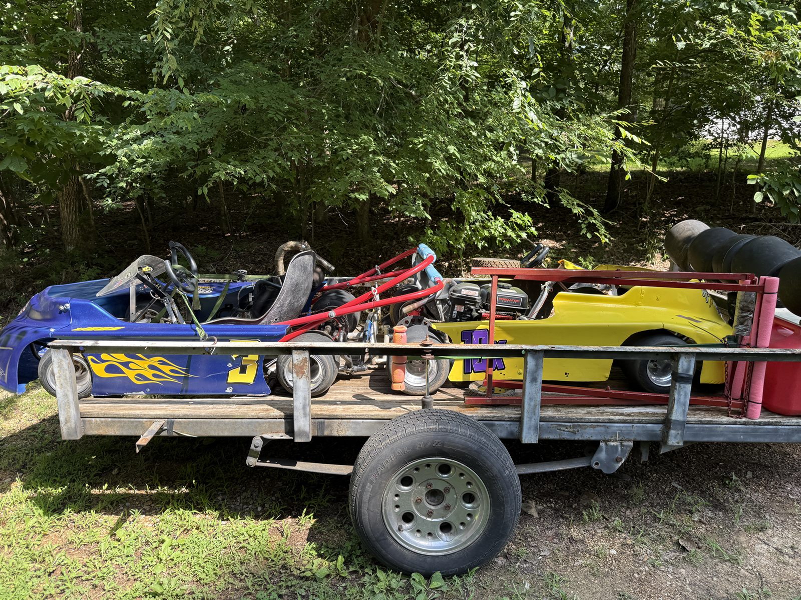 Karts loaded on the trailer